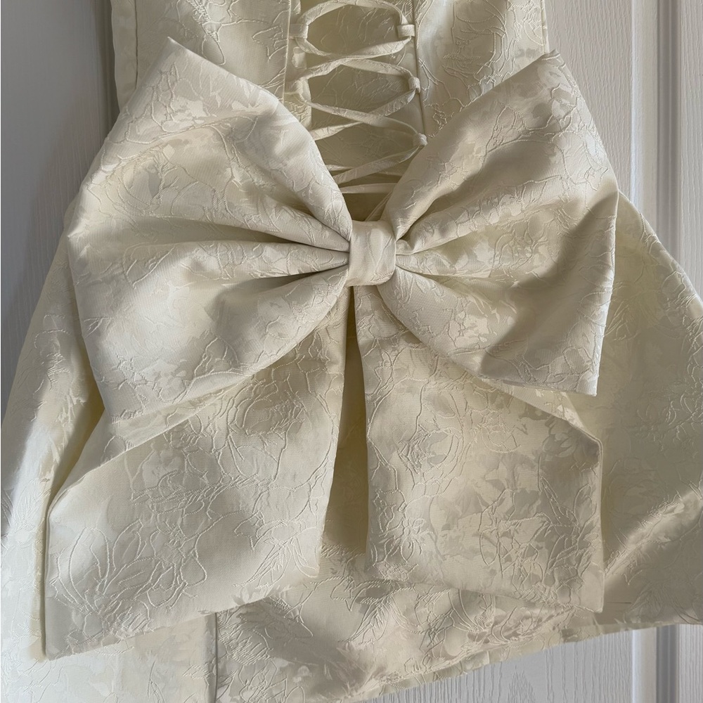 BABYBOO Elenora Mini Dress in Ivory with Bow - Picture 5 of 8